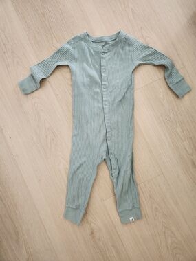 Easy Peasy 100% Organic Cotton Long-Sleeve Ribbed Baby One-Piece in Sage